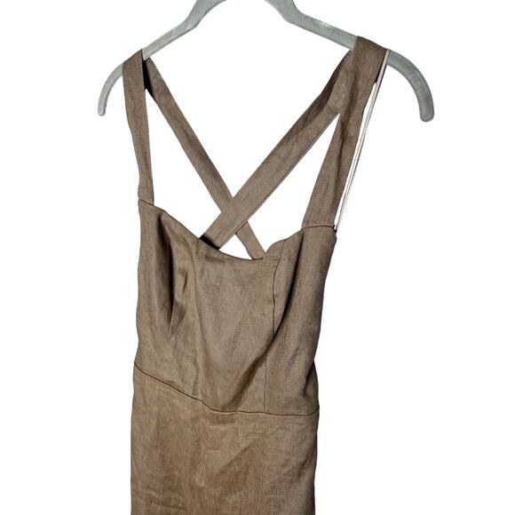Reformation Autumn Linen Jumpsuit Size 0 Mushroom Brown Wide Leg One Piece - Picture 6 of 11